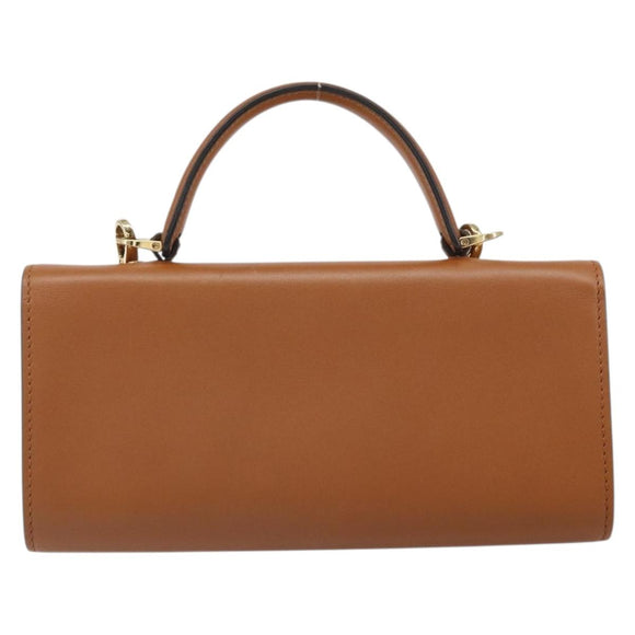 Salvatore Ferragamo Gancini Shoulder Wallet Bag Leather Brown Gold Auth 169804V