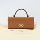 Salvatore Ferragamo Gancini Shoulder Wallet Bag Leather Brown Gold Auth 169804V-30