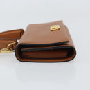 Salvatore Ferragamo Gancini Shoulder Wallet Bag Leather Brown Gold Auth 169804V-5