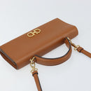 Salvatore Ferragamo Gancini Shoulder Wallet Bag Leather Brown Gold Auth 169804V-6