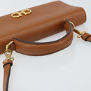 Salvatore Ferragamo Gancini Shoulder Wallet Bag Leather Brown Gold Auth 169804V-7