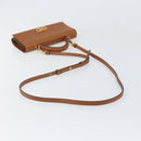 Salvatore Ferragamo Gancini Shoulder Wallet Bag Leather Brown Gold Auth 169804V-9