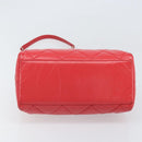 CHANEL Chain Boston Bag Leather 2way Red Silver CC Auth 169810SAM-12