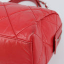 CHANEL Chain Boston Bag Leather 2way Red Silver CC Auth 169810SAM-13