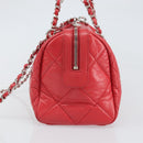 CHANEL Chain Boston Bag Leather 2way Red Silver CC Auth 169810SAM-4