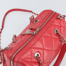 CHANEL Chain Boston Bag Leather 2way Red Silver CC Auth 169810SAM-6