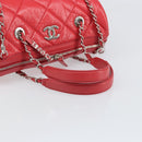 CHANEL Chain Boston Bag Leather 2way Red Silver CC Auth 169810SAM-7