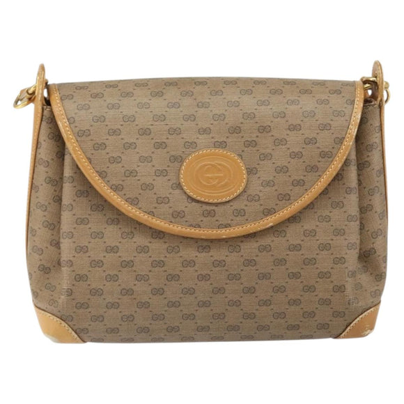 GUCCI Micro GG Supreme Shoulder Bag PVC Beige Gold 001 099 4084 Auth 169812