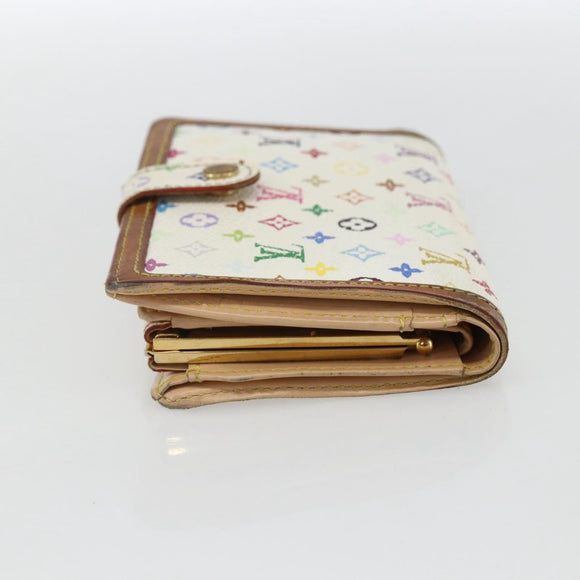 LOUIS VUITTON Multicolor Porte MonnaieViennois Wallet White M92987 Auth 169820