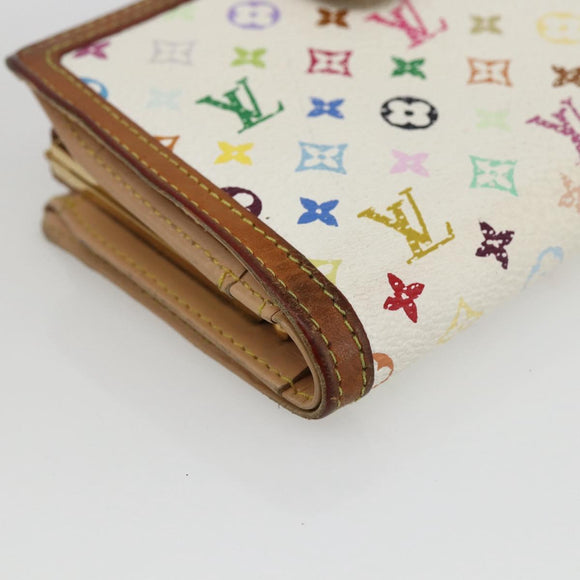 LOUIS VUITTON Multicolor Porte MonnaieViennois Wallet White M92987 Auth 169820