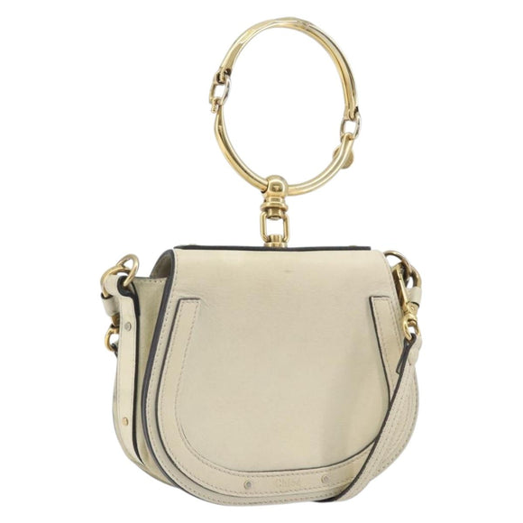 Chloe Nile Hand Bag Leather 2way Ivory Gold Auth 169835
