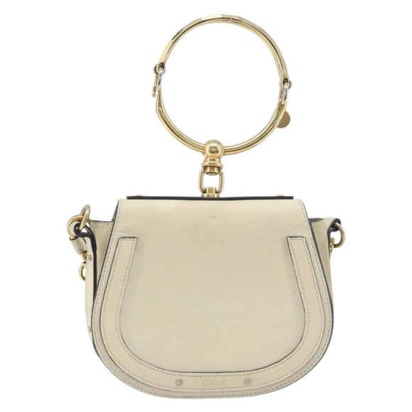 Chloe Nile Hand Bag Leather 2way Ivory Gold Auth 169835