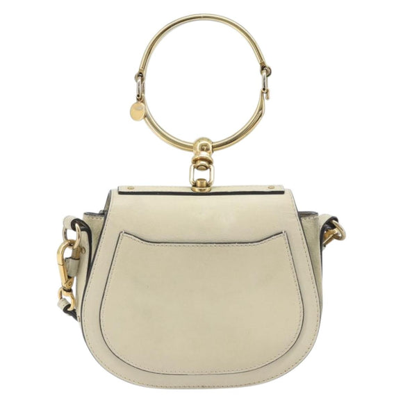 Chloe Nile Hand Bag Leather 2way Ivory Gold Auth 169835