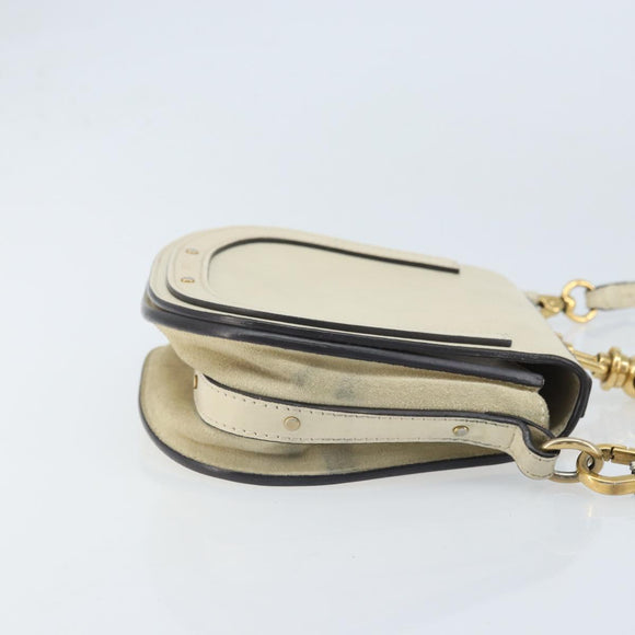 Chloe Nile Hand Bag Leather 2way Ivory Gold Auth 169835