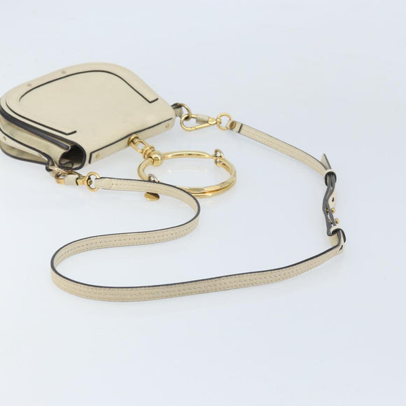 Chloe Nile Hand Bag Leather 2way Ivory Gold Auth 169835