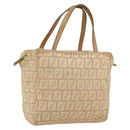 FENDI Zucchino Canvas Hand Bag Gold Pink Auth 169836-1