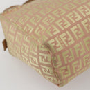 FENDI Zucchino Canvas Hand Bag Gold Pink Auth 169836-16
