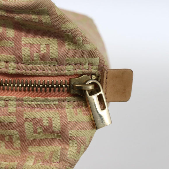 FENDI Zucchino Canvas Hand Bag Gold Pink Auth 169836