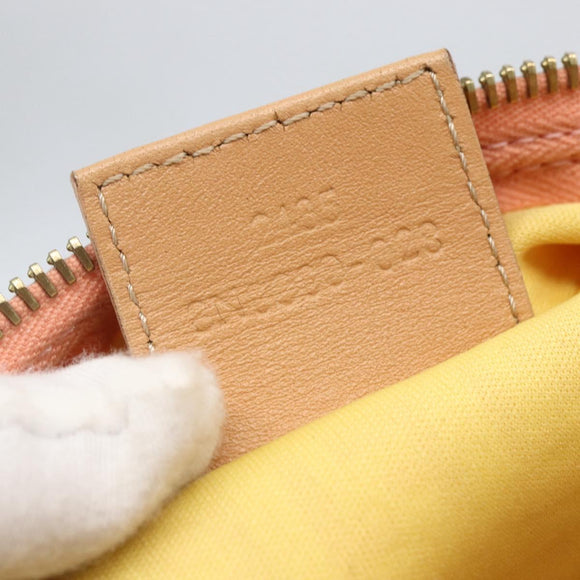 FENDI Zucchino Canvas Hand Bag Gold Pink Auth 169836