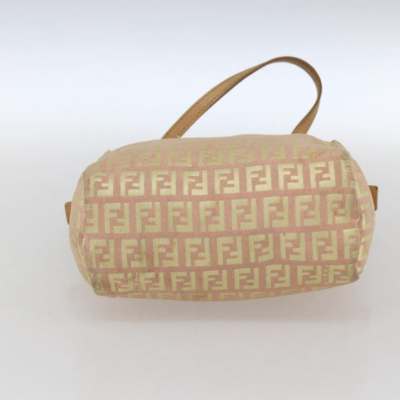 FENDI Zucchino Canvas Hand Bag Gold Pink Auth 169836