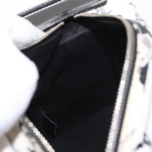 CHANEL Airline Hand Bag Canvas White Silver CC Auth 169837