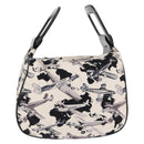 CHANEL Airline Hand Bag Canvas White Silver CC Auth 169837-2