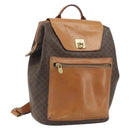 CELINE Macadam Canvas Backpack PVC Leather Brown Gold Auth 169840-1