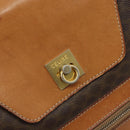 CELINE Macadam Canvas Backpack PVC Leather Brown Gold Auth 169840-20