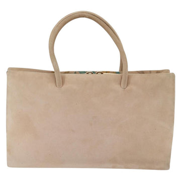 LOEWE Hand Bag Suede Beige Gold Auth 169854 - 0