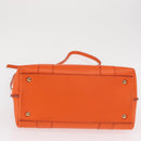 Salvatore Ferragamo Gancini Hand Bag Leather 2way Orange Gold Auth 169855-5