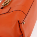 Salvatore Ferragamo Gancini Hand Bag Leather 2way Orange Gold Auth 169855-16