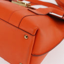Salvatore Ferragamo Gancini Hand Bag Leather 2way Orange Gold Auth 169855-17
