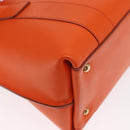 Salvatore Ferragamo Gancini Hand Bag Leather 2way Orange Gold Auth 169855-18