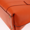 Salvatore Ferragamo Gancini Hand Bag Leather 2way Orange Gold Auth 169855-19