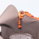 Salvatore Ferragamo Gancini Hand Bag Leather 2way Orange Gold Auth 169855-22