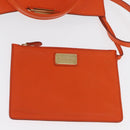 Salvatore Ferragamo Gancini Hand Bag Leather 2way Orange Gold Auth 169855-24