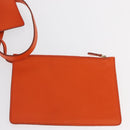Salvatore Ferragamo Gancini Hand Bag Leather 2way Orange Gold Auth 169855-25