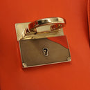 Salvatore Ferragamo Gancini Hand Bag Leather 2way Orange Gold Auth 169855-10