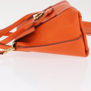 Salvatore Ferragamo Gancini Hand Bag Leather 2way Orange Gold Auth 169855-4