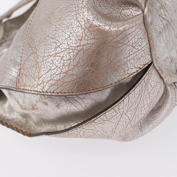CELINE Bitter Sweet Hand Bag Leather Silver Auth 169857