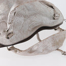 CELINE Bitter Sweet Hand Bag Leather Silver Auth 169857-6