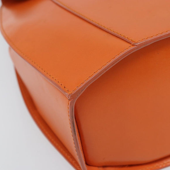 CELINE Double Star Ball Hand Bag Leather Orange Gold Auth 169858V