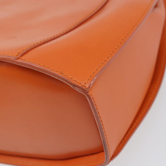 CELINE Double Star Ball Hand Bag Leather Orange Gold Auth 169858V