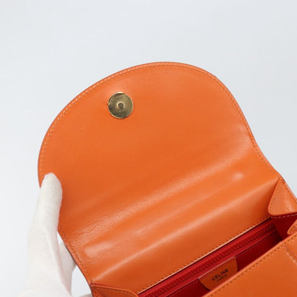 CELINE Double Star Ball Hand Bag Leather Orange Gold Auth 169858V