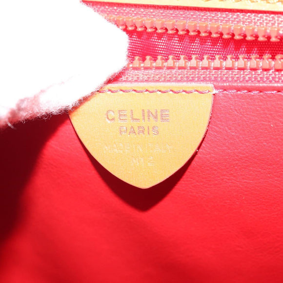 CELINE Double Star Ball Hand Bag Leather Orange Gold Auth 169858V