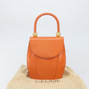 CELINE Double Star Ball Hand Bag Leather Orange Gold Auth 169858V-12
