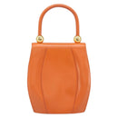 CELINE Double Star Ball Hand Bag Leather Orange Gold Auth 169858V-2
