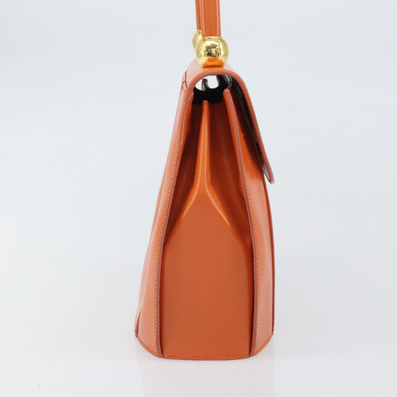 CELINE Double Star Ball Hand Bag Leather Orange Gold Auth 169858V