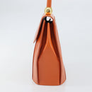 CELINE Double Star Ball Hand Bag Leather Orange Gold Auth 169858V-4