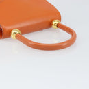 CELINE Double Star Ball Hand Bag Leather Orange Gold Auth 169858V-7